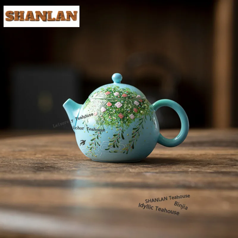 125ml Greasepaint Wicker Swallow Teapot Handmade Tea Infuser Pot Tea Making Kettle With Ball Hole Dahongpao Tableware Decoration