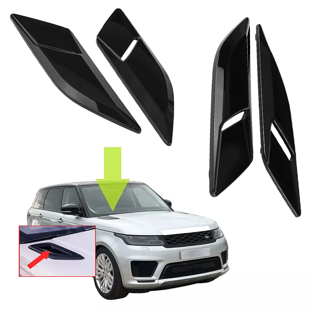 1Pair Car Hood Vent Trim Glossy Black Bonnet Air Outlet Trim Decoration Cover Compatible with Range Rover Sport L494 2014-2018