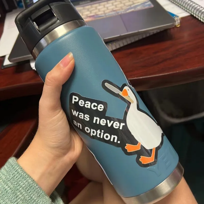 Silly Goose Stickers Peace Was Never an Option Goose Decals Waterproof Vinyl Pegatinas for Motor Pitcher Fridge