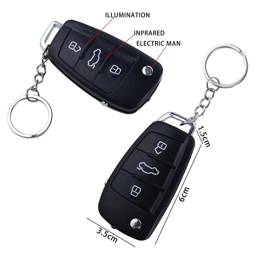 Black Electric Shock Car Key Prank Toy Keychain Practical Jokes Funny Trick Toys for Children Great Kids Gift and Fun Moments