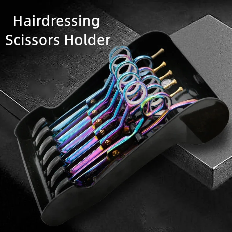 

Barbershop Hair Salon Shear Holder Professional Black Hair Cutting Scissors Rack for Stylist Scissors Organizer Styling Tools