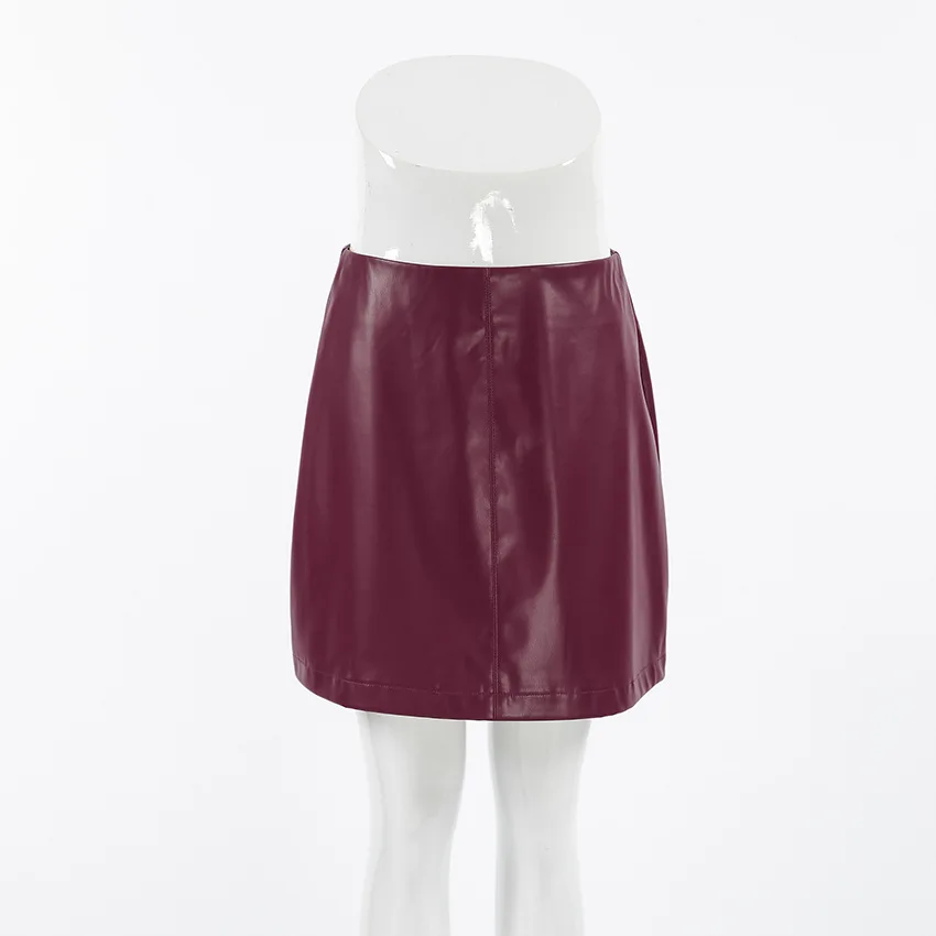 

Women's Skirt 2025 Fashion European/american Retro Classic Wine Red Velvet Matte Leather Personalized High Waisted Niche Skirt