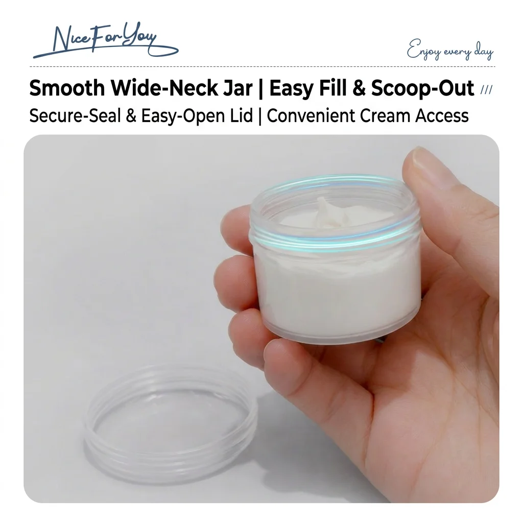 20/30/40/50mlRefillable Transparent Plastic Sealed Jars, Food Grade Thickened PP Leak-proof Containers for Travel Cosmetic