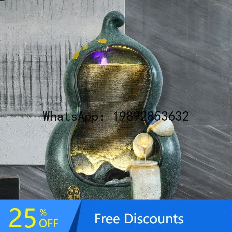 LYY Auspicious Gourd Water Flow Ornament Living Room Decoration Wealth-Bringing Water Feature New Chinese Style Fountain