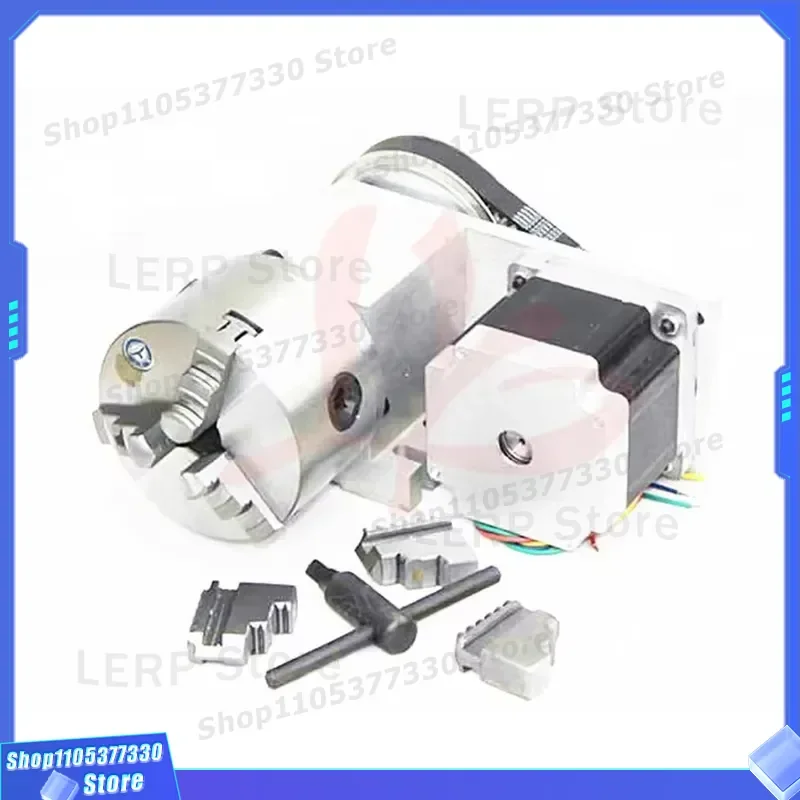 4 Axis CNC Rotary A Axis with 80mm 4 Jaw Chuck for Wood Metal Mini Router Milling Machine Numerical Control Precision Tool