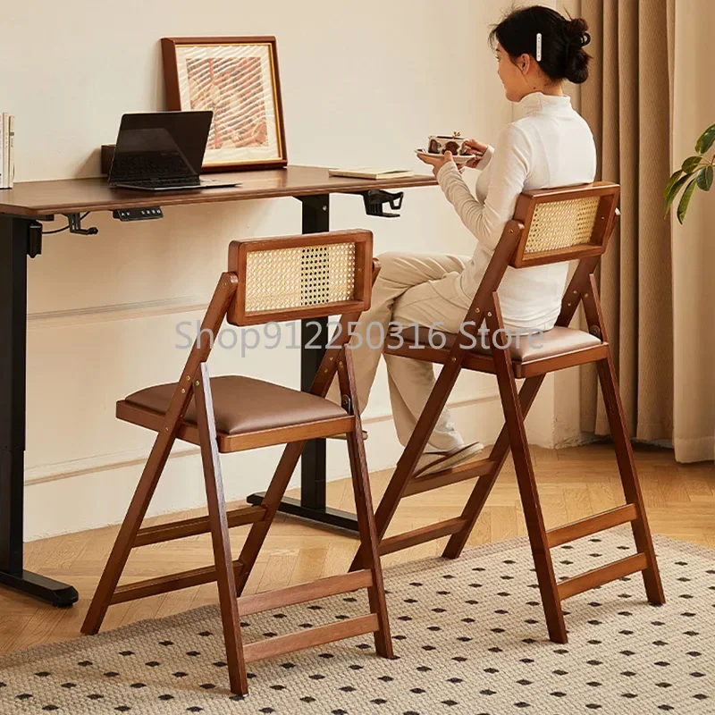 Foldable High Stool Home Bar Chair Bedroom Furniture Kitchen Wooden Nordic Advanced Gamer for Living Room Chaise Design Rattan