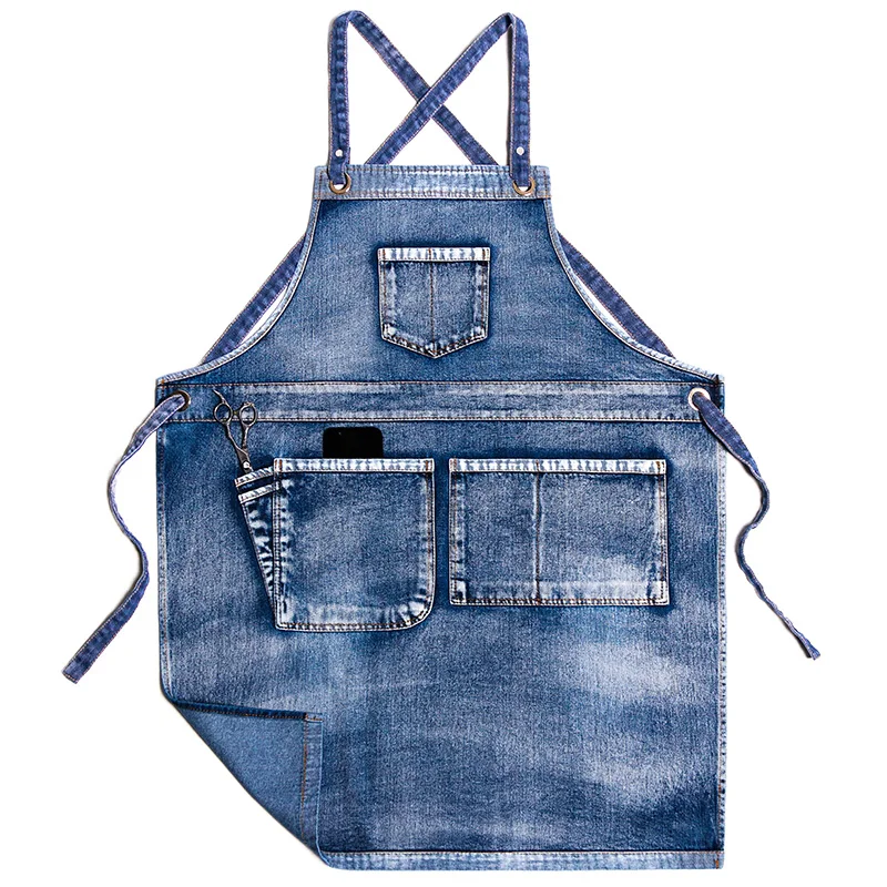 

Apron Denim Work Clothes for Men and Women Hair Stylist Barista Milk Tea Shop Florist Restaurant Tooling