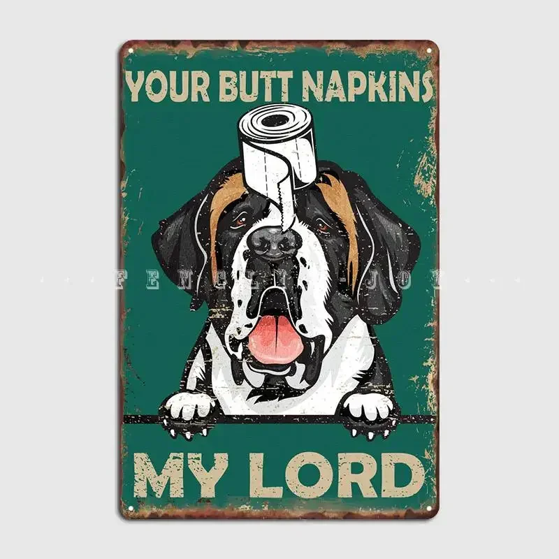 Saint Bernard Funny Napkin Metal Sign Club Cave Pub Create Painting Décor Tin Sign Poster