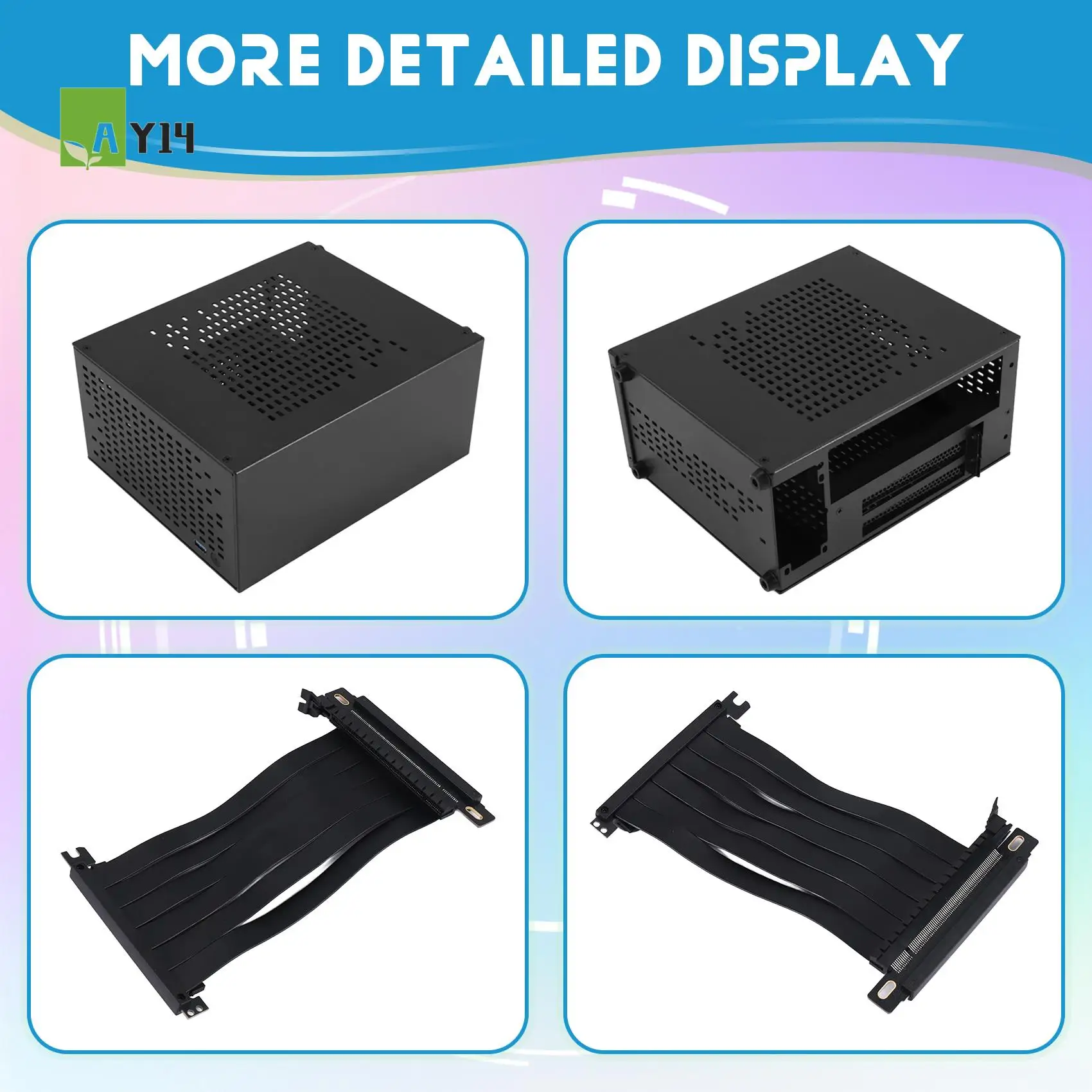 AY14 -A07 Mini ITX Computer Case Chassis HTPC Host Case USB3.0 ITX Enclosure With Graphics Card Extension Cable