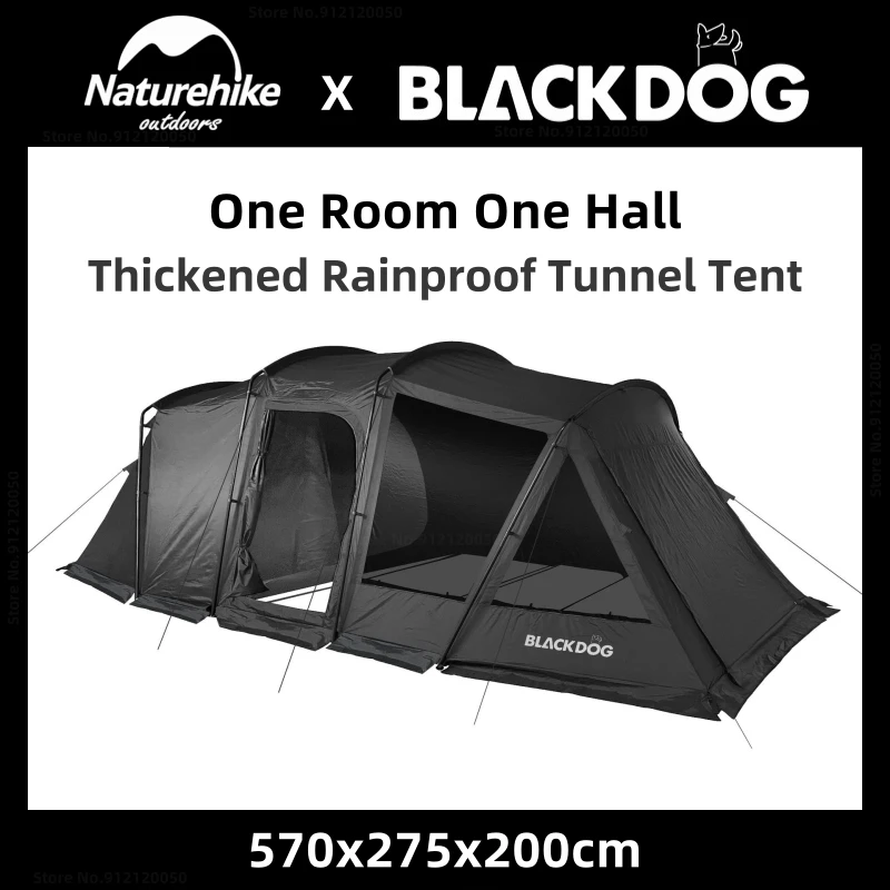 

Naturehike-Blackdog Outdoor Tunnel Tent Camping 1 Room 1 Room Tent Camping Equipment Thickening Rainproof PU Version Hiking Tent