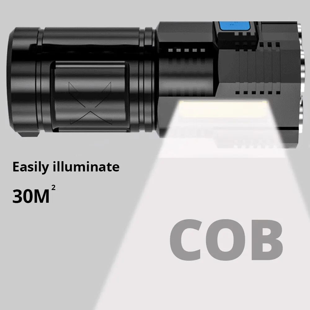 4 LED Flashlight USB Camping Torch Rechargeable Outdoor Mini Portable Flashlight Highlight Tactical Lighting COB LED Flashlights