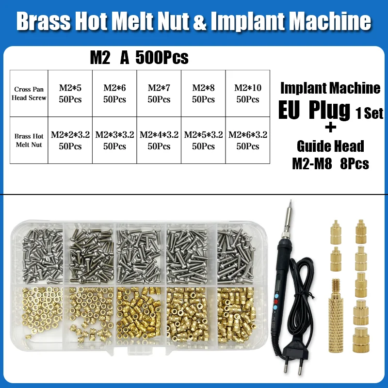M2 m3 m4 Messing einsatz mutter Edelstahls ch raube Eisens pitze Set Wärme Heiß schmelze Rändel eingebettet Kupfer mutter Schraube des Kunststoff-3D-Druckers – Detail 21