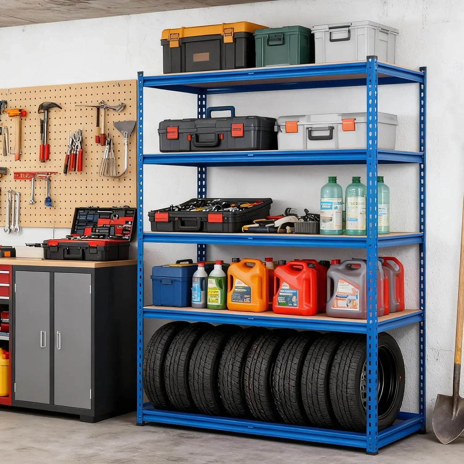 5-Tier Heavy Duty Metal Garage Shelving Unit Adjustable Storage Rack, Customized