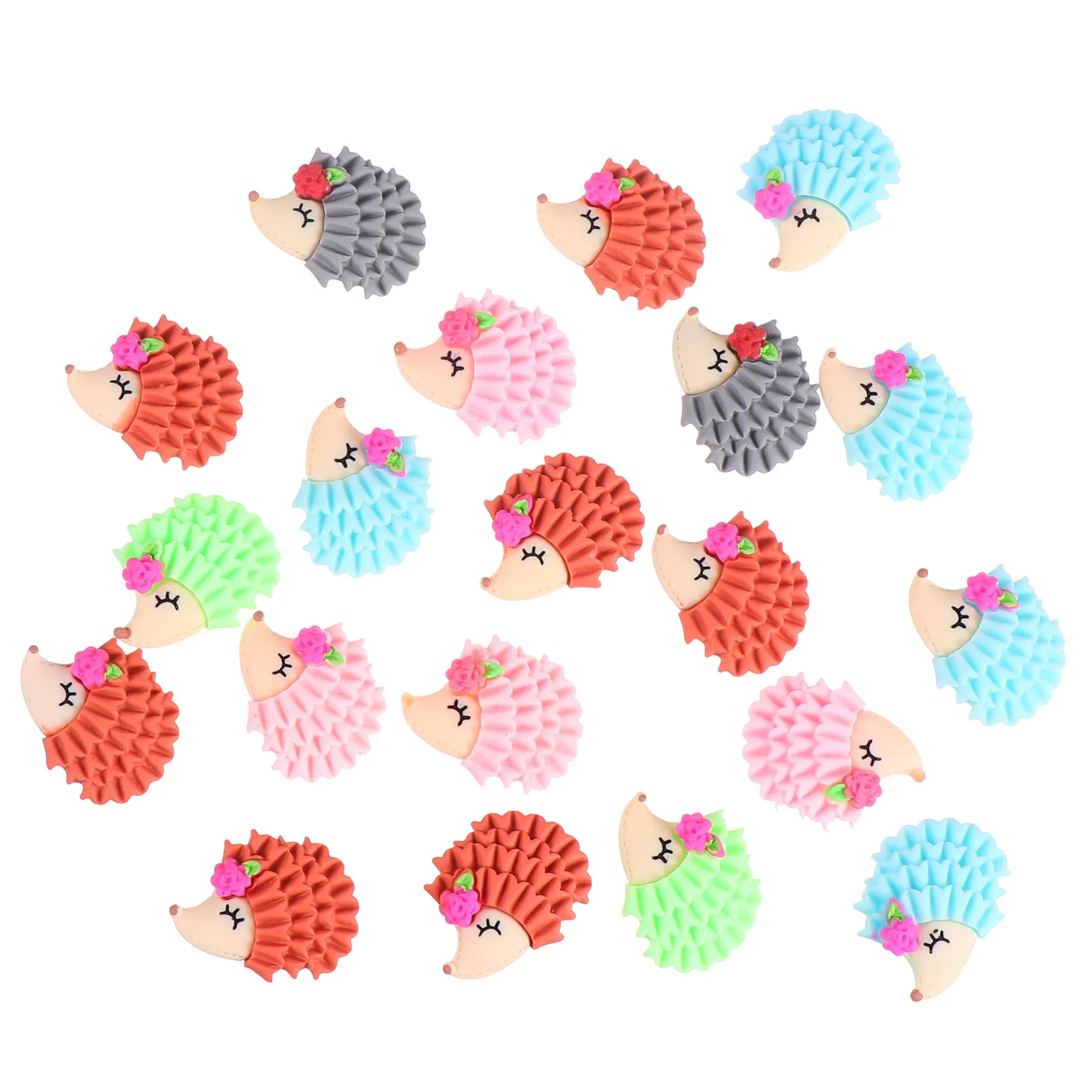 

20 шт. DIY-аксессуары для волос: милые подвески-ежики из смолы для украшения головных уборов, рукоделия, декора рабочего стола