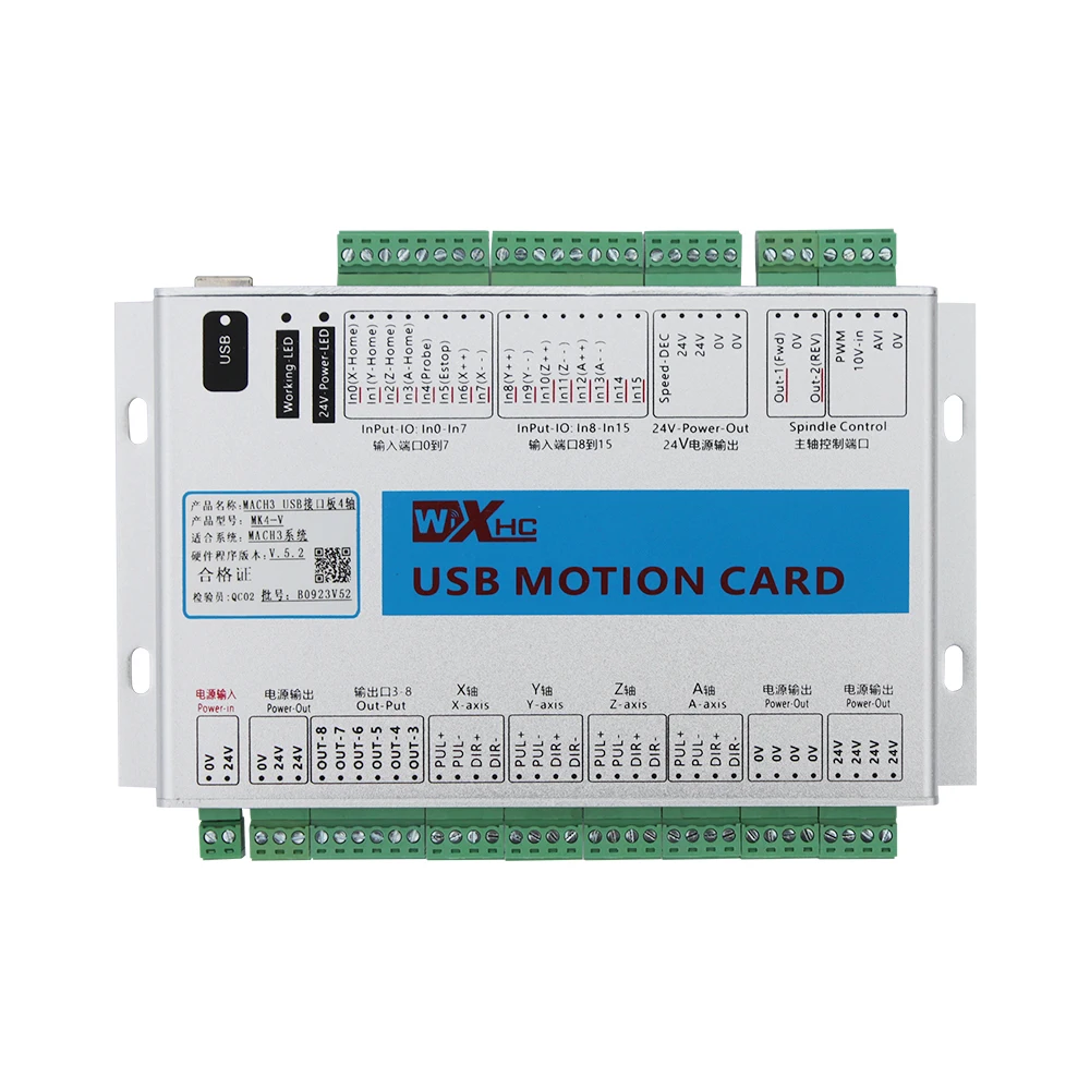 

USB Mach 3 Card Motion Control Board 4 Axis 2000KHZ CNC Controller Breakout Board Milling Controller MK3-V for CNC Router