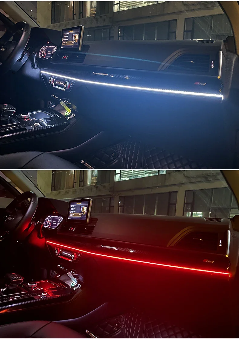 Auto-LED-Ambientelicht USB 64 Farben Acrylstreifen 110cm Vollfarben RGB Auto-Innenbeleuchtung Versteckte App-Fernbedienung Atmosphärenlampe – Detail 8