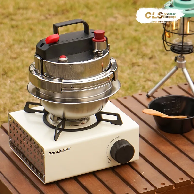 Pressure Cooker 1.2L Portable 1-2 Person Pressure Cooker for Outdoor Camping Home Induction Cooker for Boiling Soup