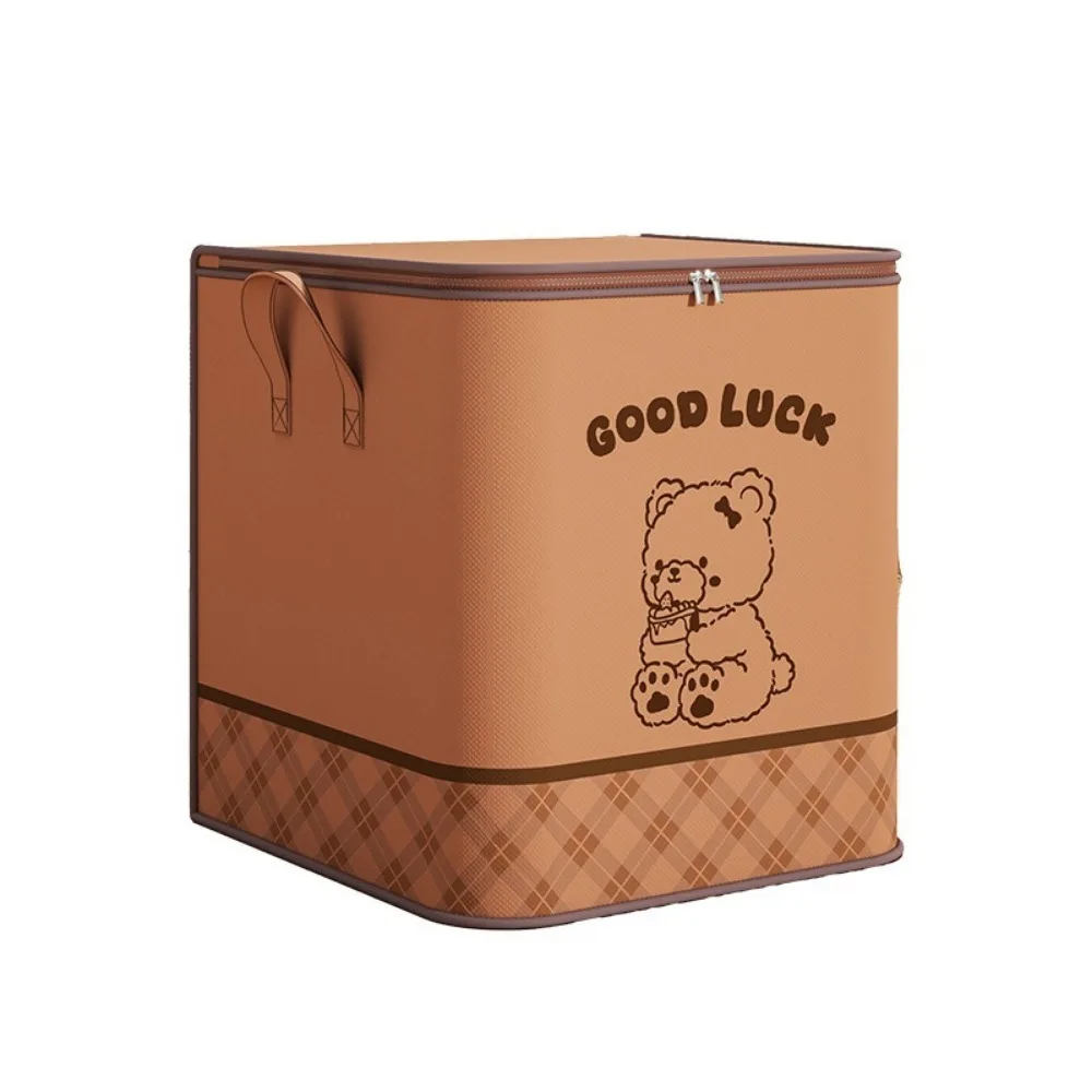 

Non-woven Fabric Clothes Quilt Storage Bag Bear Pattern Large Capacity Luggage Moving Bag Dust-proof Folding Closet Organizer