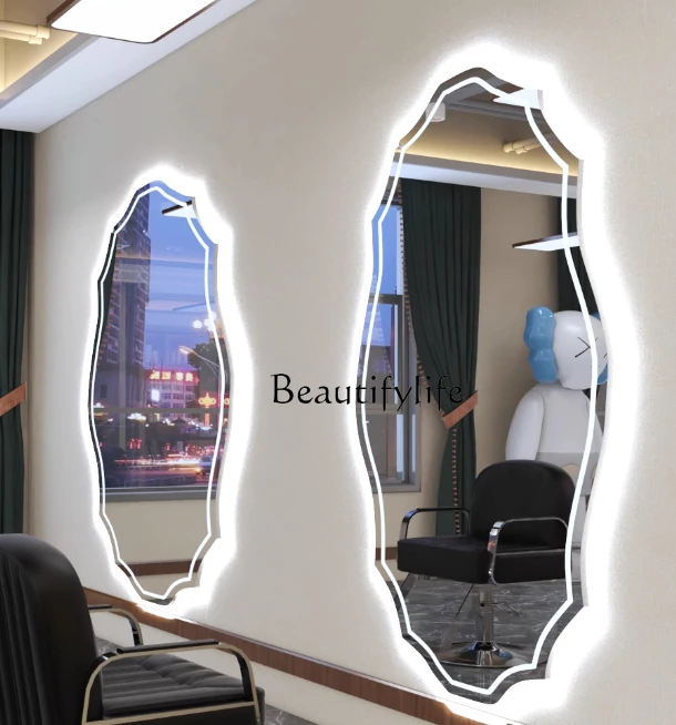 Hair Salon Dressing Table Single-Sided Special-Shaped Hair Cutting Wall Hot Dyeing Mirror