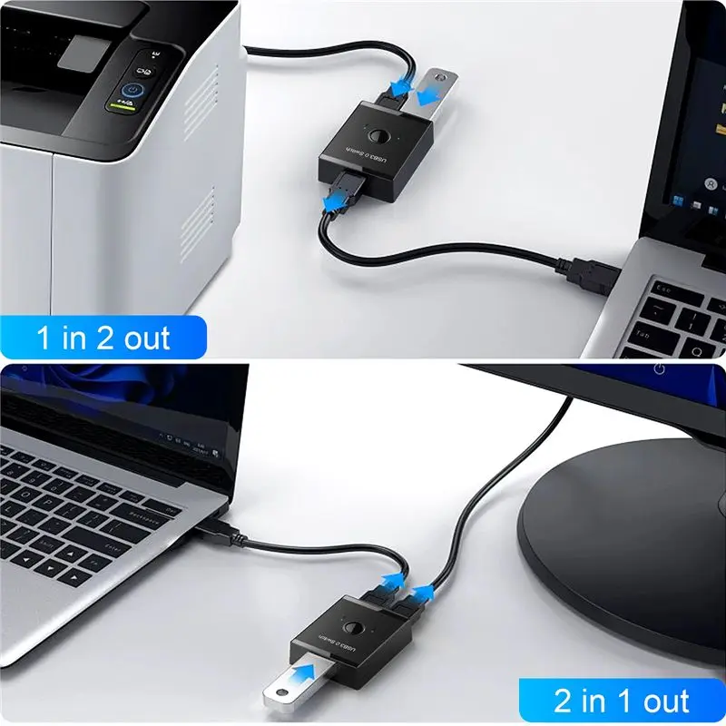 Stylish-USB Switch KVM USB HUB 3.0 Switcher Selector KVM Switch For PC Keyboard Mouse Printer 1 PC Sharing 2 Devices USB Switch