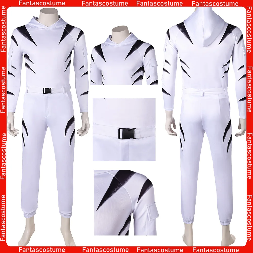 White Tiger Cosplay Top Pants Costume 2025 TV Daring Cos Devil Roleplay White Clothing Outfits Halloween Carnival Party Suit