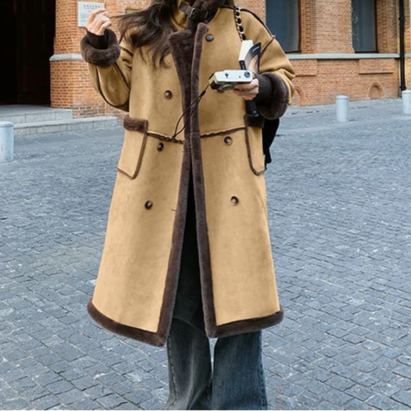 Fur Coat Coat in Autumn and Winter 2025 Plus Velvet Padded Women's Commuter Wind Warm Windbreaker