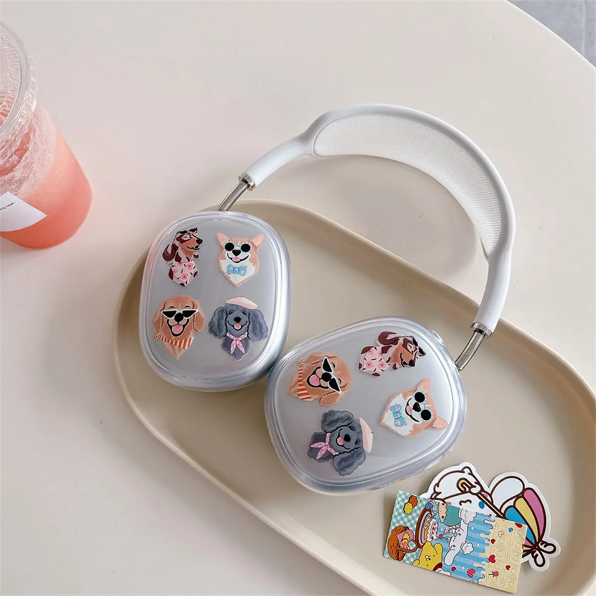 Чехол для наушников AirPods Max с изображением милой крутой собаки, прозрачный мягкий чехол из ТПУ с защитой от царапин, прозрачные аксессуары, ультразащитный чехол