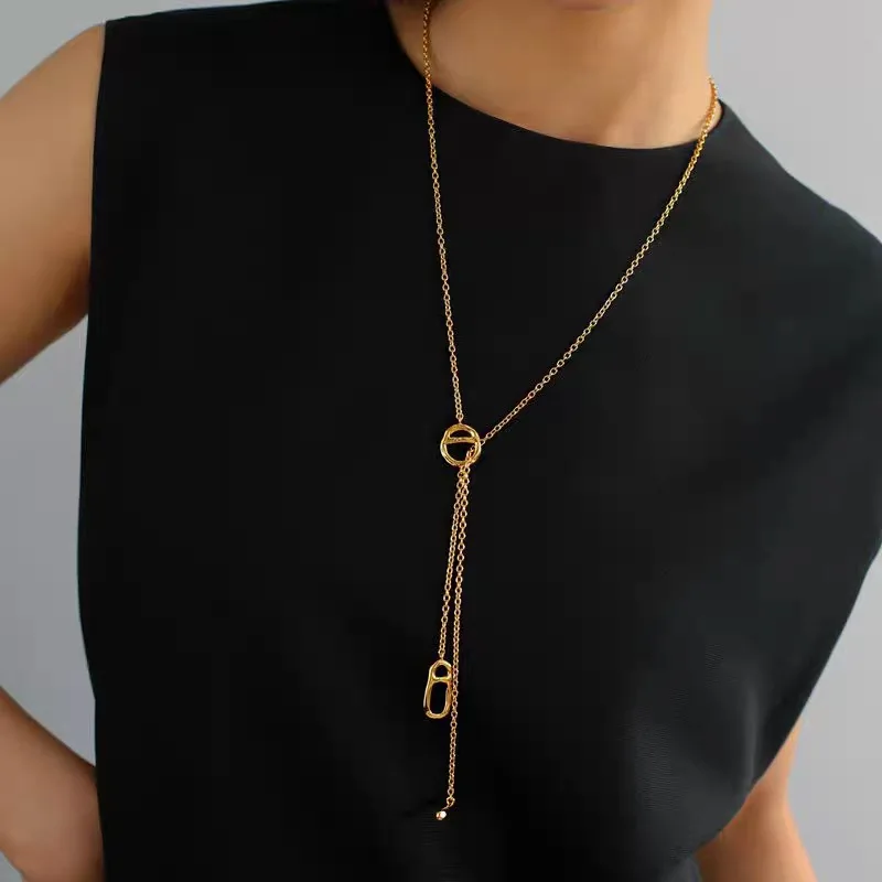 Coffee bean long necklace for women sweater necklace minimalist simple high quality elegant jewelry