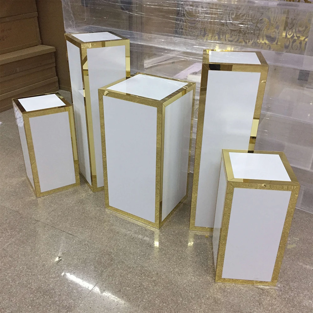 Hot Metal Cake Table Plinth  Display Candy Table Wedding Furniture Gold Stainless Steel Table for Cake