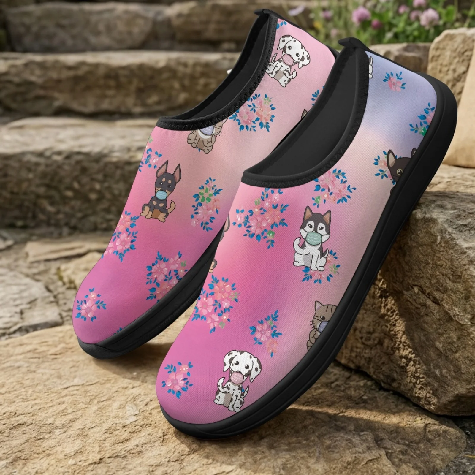 PENSTROLL Cute Dog Floral Prin - Wide Toe Box Running Sneakers ulasan dan harga