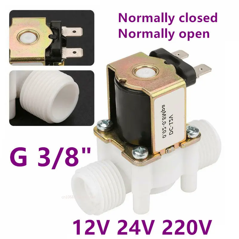 

3/8" Male Thread Solenoid Valve 220V DC 12V 24V Water Control Valve Controller Switch Normally Closed Normally Open Water Valve