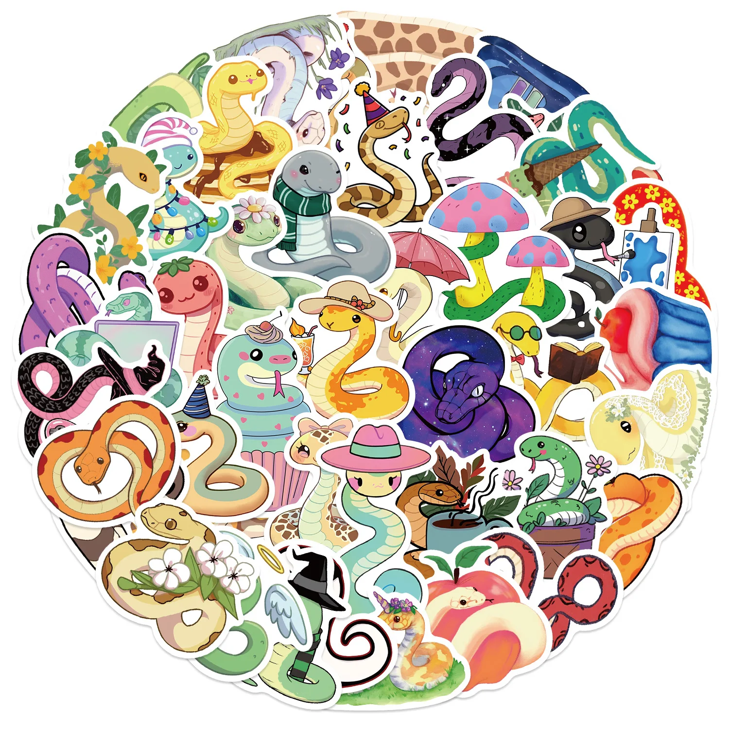 10/30/50pcs Macaron Snake Cartoon Graffiti Stickers For Suitcase Laptop Luggage Fridge Phone Car Styling DIY Decal