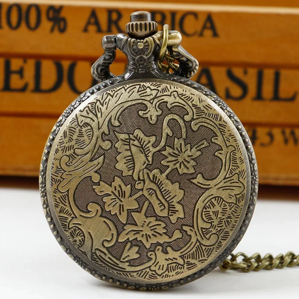 황동 레트로 석영 주머니 시계 조디악 릴리프지도 다이얼 남성과 여성 목걸이 시계 Steampunk 패션 선물 액세서리