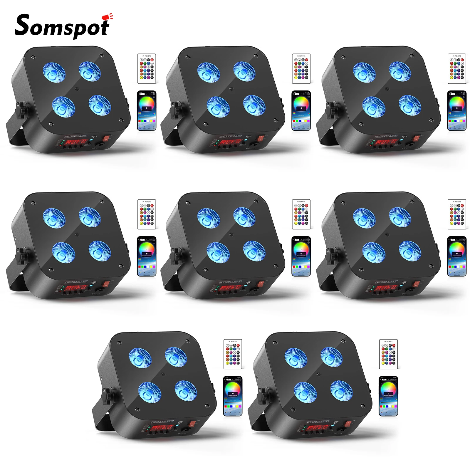 

Somspot 4/8 шт. RGBWA + УФ-светодиоды Par Light DMX512 6/8/10CH сценический эффект освещения проектор для мероприятия, свадьбы, церковной вечеринки, освещения