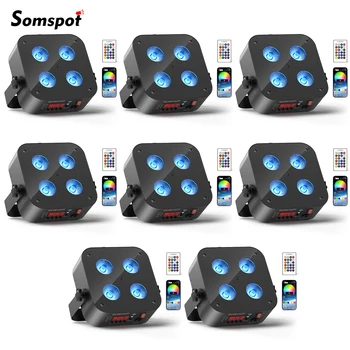 Somspot 4/8PCS RGBWA + UV LEDs Par Light DMX512 6/8/10CH Stage Effect Verlichting Projector voor evenement Bruiloft Kerk Party Uplighting