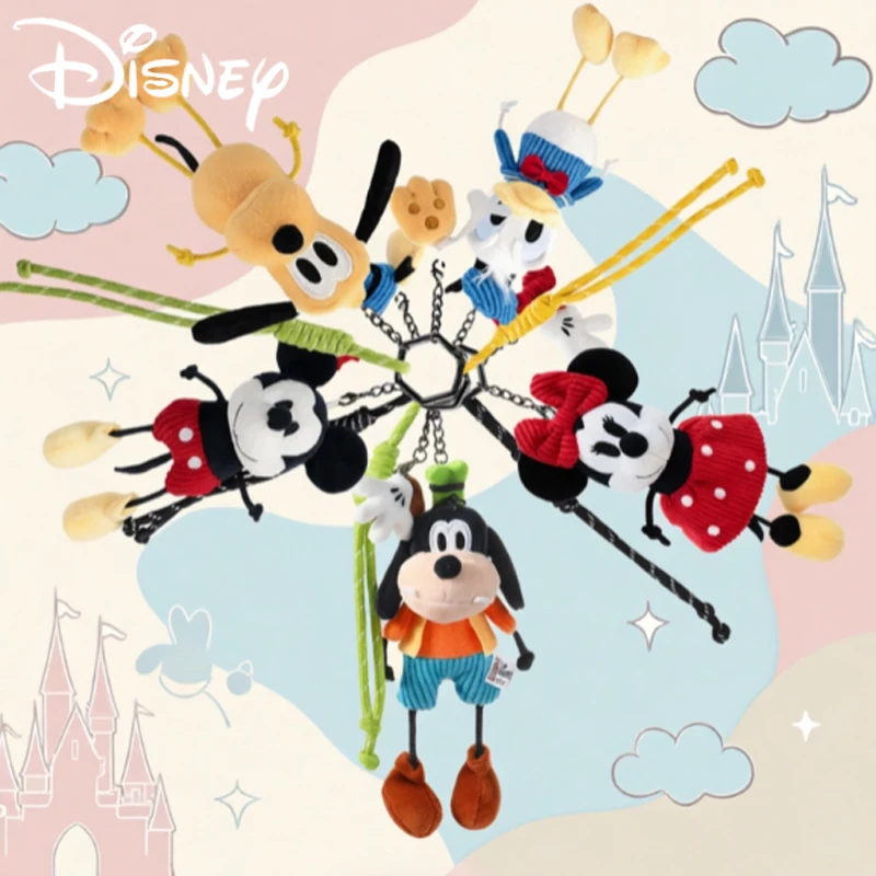 

Genuine Disney Mickey Goofy Plush Filled Keychain Girl Diy Detachable Doll Kawaii Backpack Zipper Hanging Rope Doll Toy