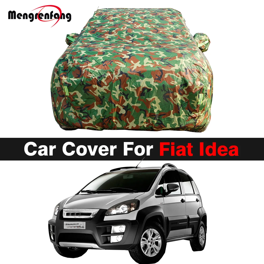 Camouflage Waterproof Car Cover For Fiat Idea 2005-2023 MPV Outdoor Sun Anti UV Snow Rain Ice Scratch Protection Cover Dustproof