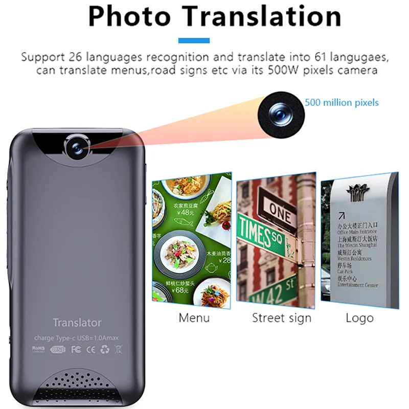 2023 New T7 Portable Audio Translator 138 Language Smart Translator Offline In Real Time Smart Voice AI Voice Photo Translator