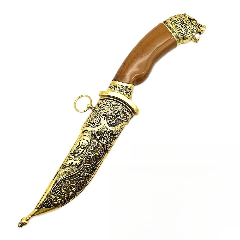 30cm Mongolian Curved Saber Weapons Model Short Knife Uncut Blade Desktop Display Ornament Collection Birthday Gift for Girl Boy