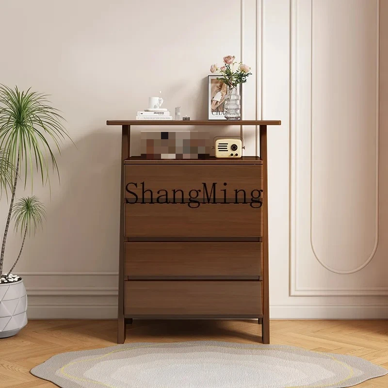 

CL solid wood four-draw chest cabinet modern simple bedroom storage cabinet log wound living room storage cabinet