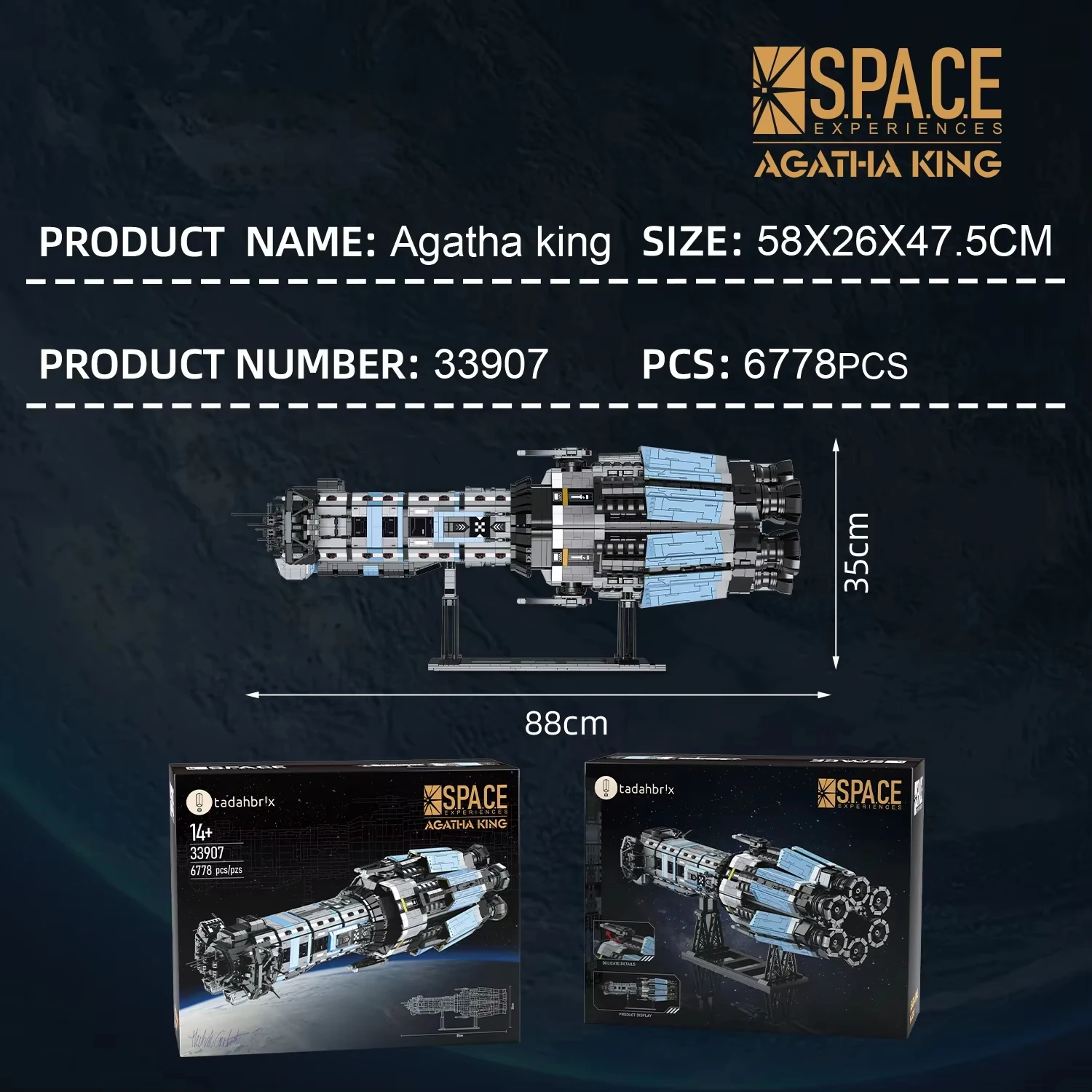 

6778 шт., линкор короля агата, строительные блоки, креативная модель космического челнока, кирпичи, украшение для рабочего стола, игрушка для детей, праздничные подарки