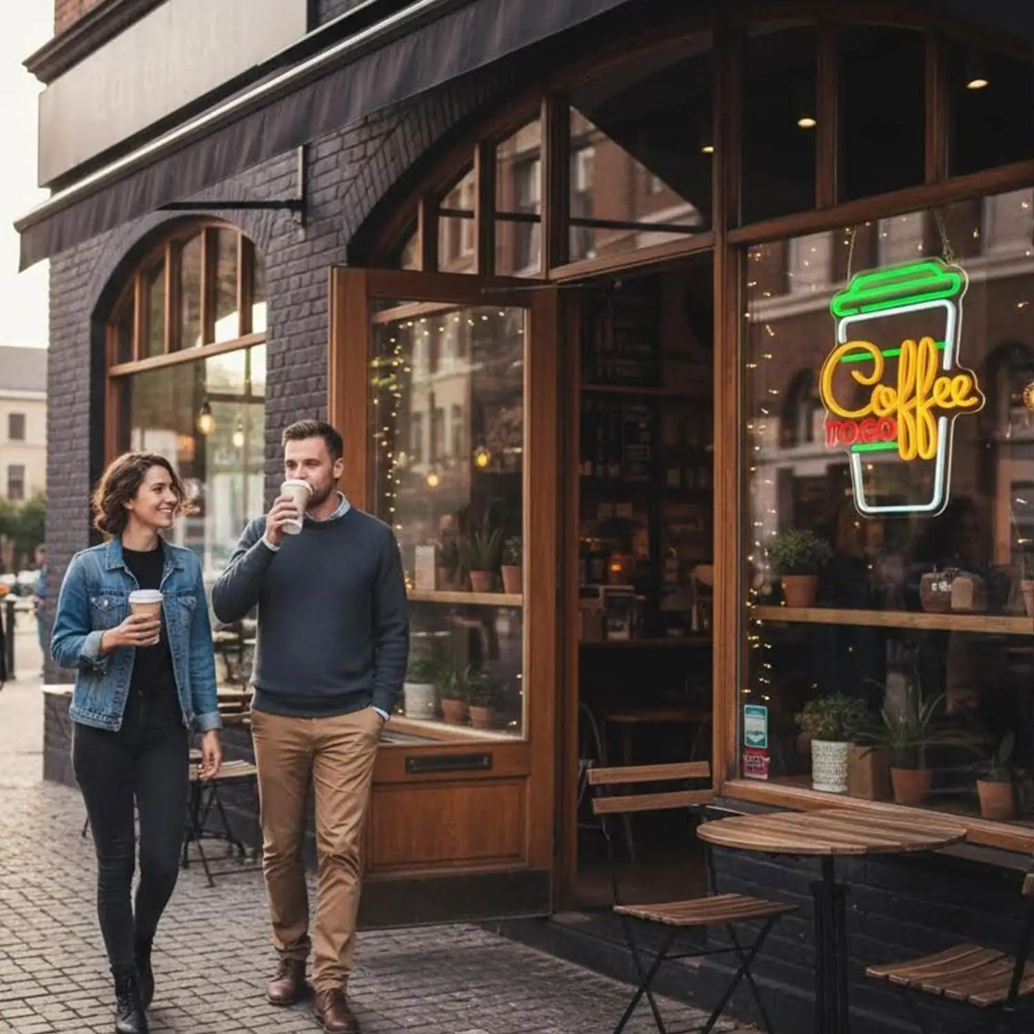 USB Dimmable 'Coffee' Neon Sign - usage example