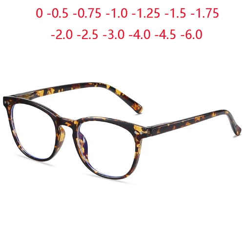 Imagen 1 del producto Gafas graduadas ovaladas para miopía con montura de leopardo, lentes ópticas antirayos azules para estudiantes con receta personalizada-0,5-0,75 a-6,0