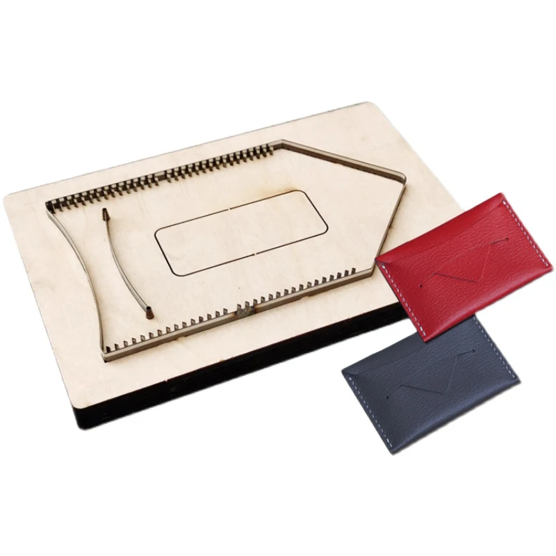 DIY Leather Craft Business Card Steel and Wood Template,Card Holder Cutting Board, Men Wallet Punch Tool