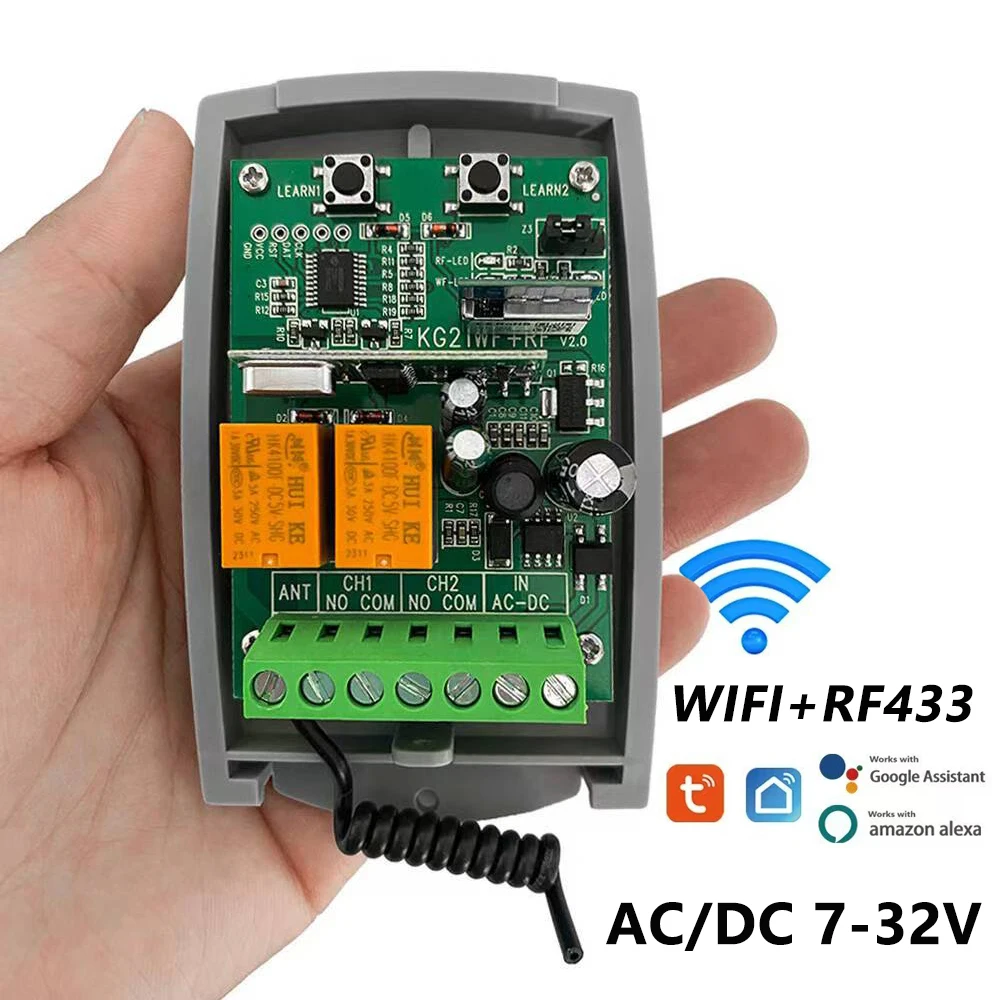 Tuya WIFI Garage Door Opener Gate Receiver  433mhz 433.92mhz Universal Fixed Rolling Code Multi Brand Controller Switch