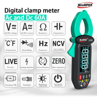 268B Digital Clamp Meter 60A 1000V AC DC Current Clamp True RMS Clamp Amperemeter Voltmeter Diode Temperature Capacitance Tester