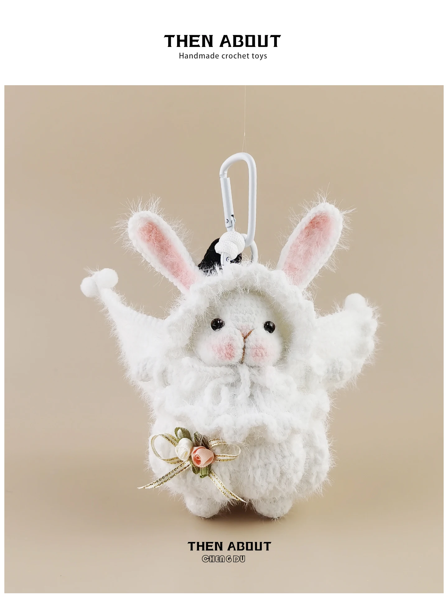Cute Angel Sugar Rabbit Doll Backpack Bag Pendant Decorations School Bag Ornaments Plush Toy Gifts