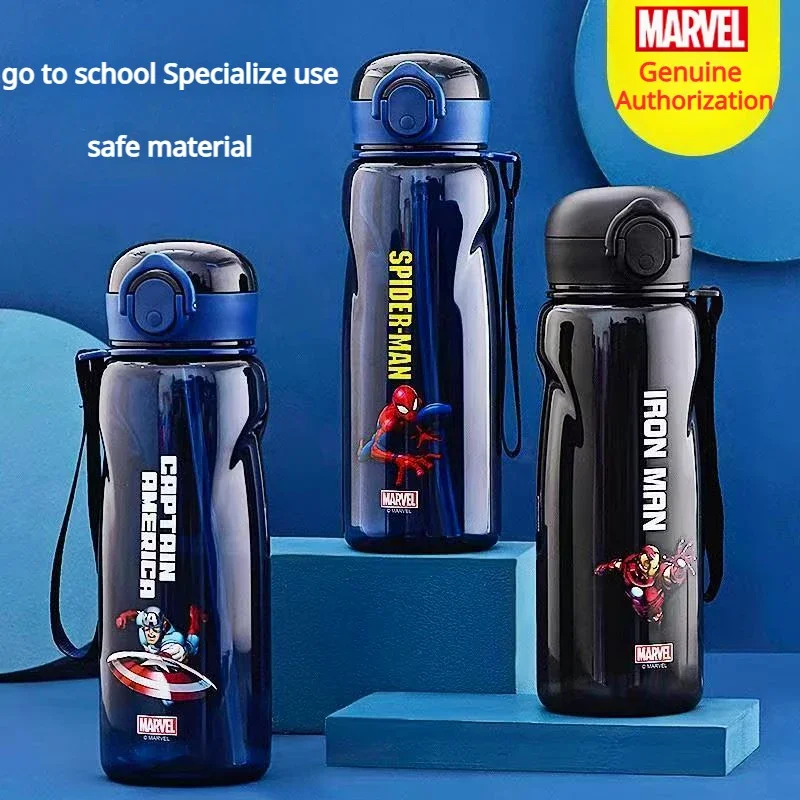 800ml Disney Iron Man Spider Man Cartoon Cup with Straw Kids Captain America Boy Girl Princess Sophia Sport Water Bottles Cups