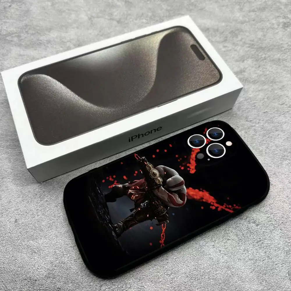 حافظة هاتف G-God of W-War Kratos لهاتف iPhone 17,16,15,14,13,12,Pro,Max,Plus,E,SE4,Air,Mini Black Soft Box #4