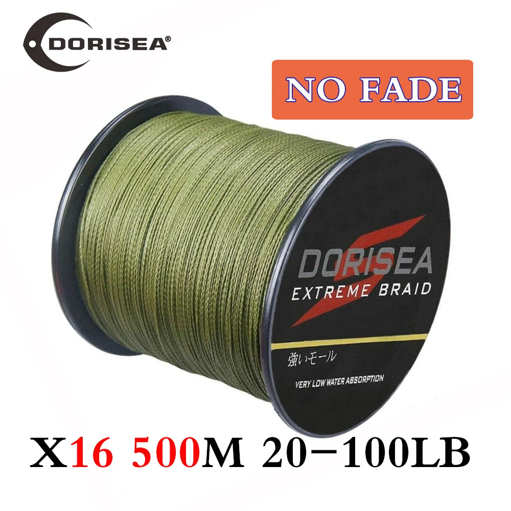 

DORISEA "NO FADE" X16 Hollow 500M 20-100LB 100% PE Extreme Multifilame Braided Fish Line Fishing Wire Rope Pesca Леска